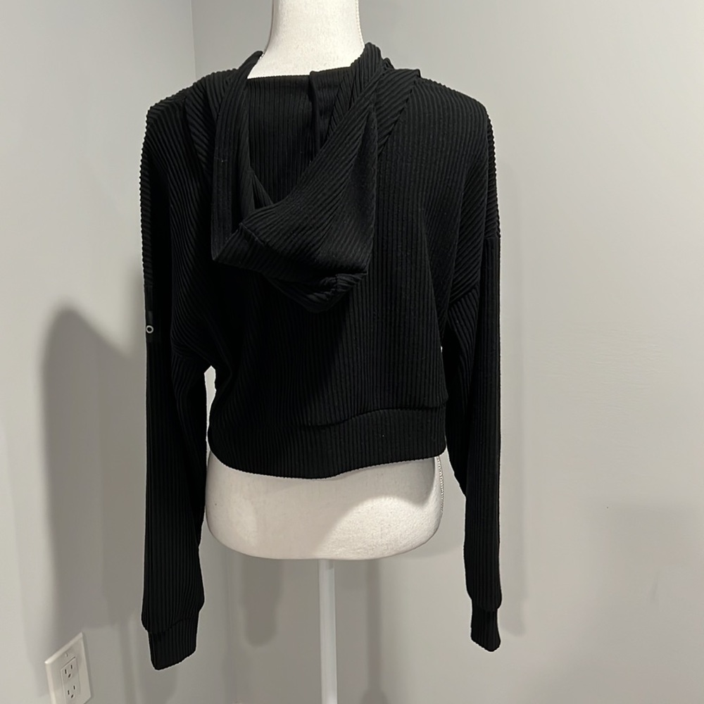 Alo Yoga Muse Black Cropped Hoodie S - Picture 7 of 10